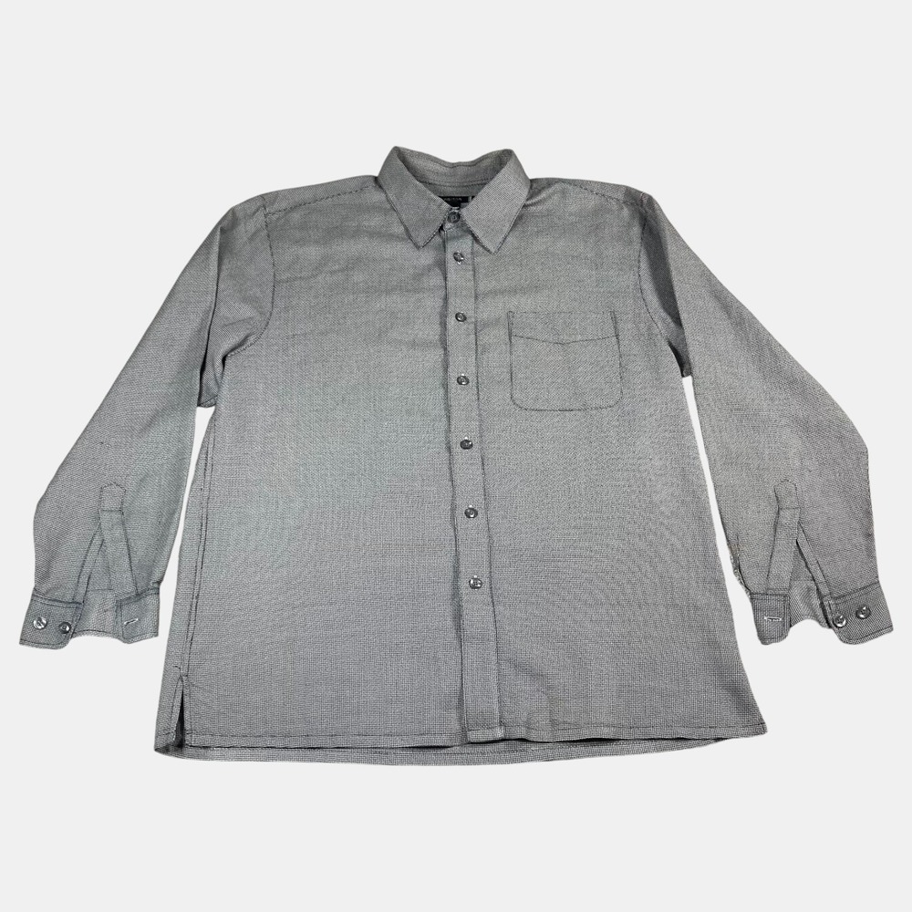 Visitor Mens Silk Linen Blend Long Sleeve Button‎ Up Shirt Gray Size Large
